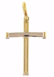 Immagine di Croce moderna Ciondolo Pendente gr 1 Bicolore Oro giallo bianco 18kt a Canna vuota Unisex Donna Uomo 
