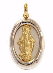 Immagine di Madonna Miracolosa Ciondolo Pendente ovale gr 2,2 Bicolore Oro giallo bianco 18kt Unisex Donna Uomo 