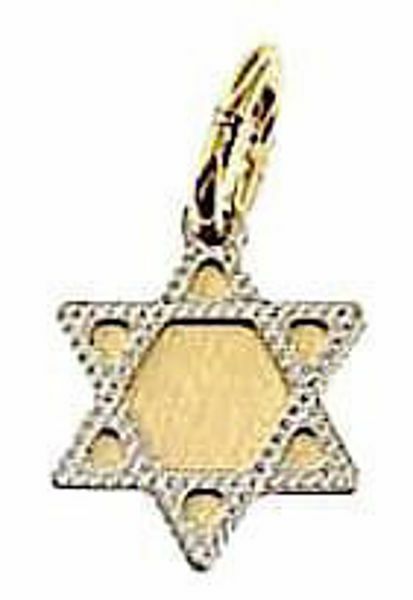 Picture of 6-pointed Star of David Shield Small Pendant gr 0,75 Bicolour yellow white Gold 18k Unisex Woman Man 