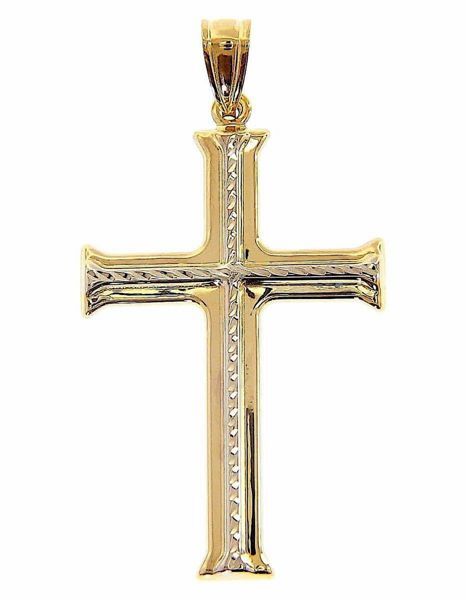 Immagine di Croce Bizantina doppia Ciondolo Oro bicolor 9kt Unisex Donna Uomo 
