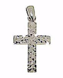 Immagine di Croce dritta piccola lavorata Ciondolo Pendente gr 1 Oro bianco 18kt lastra stampata a rilievo Unisex Donna Uomo 