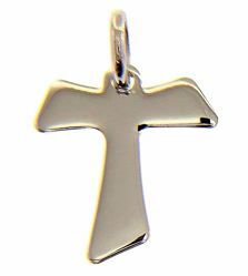 Picture of Saint Francis Tau Cross Pendant gr 0,95 White Gold 18k relief printed plate Unisex Woman Man 