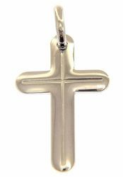 Picture of Rounded Cross with engraving Pendant gr 2,1 White Gold 18k relief printed plate Unisex Woman Man 
