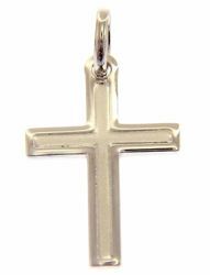 Immagine di Croce doppia dritta Ciondolo Pendente gr 1,05 Oro bianco 18kt lastra stampata a rilievo Unisex Donna Uomo 