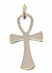 Immagine di Chiave della Vita Ankh Croce Copta Ansata Ciondolo Pendente gr 1,95 Oro bianco massiccio 18kt Unisex Donna Uomo 