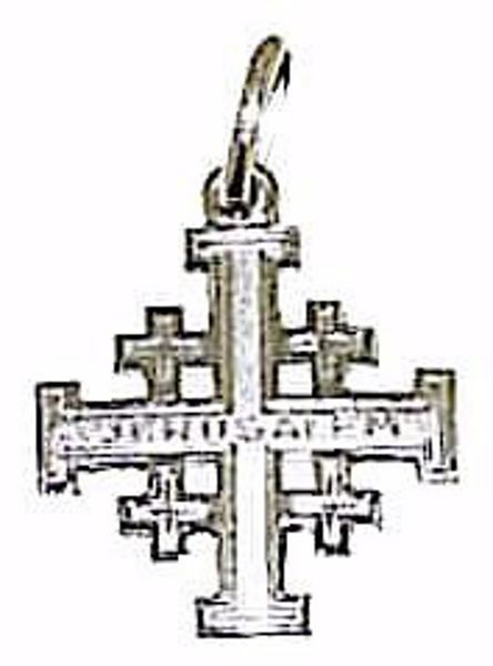 Immagine di Croce doppia trilobata Ciondolo Pendente gr 1,65 Oro bianco massiccio 18kt Unisex Donna Uomo 