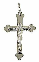 Picture of Tri-lobed Cross with Body of Christ Pendant gr 2,5 White solid Gold 18k Unisex Woman Man 