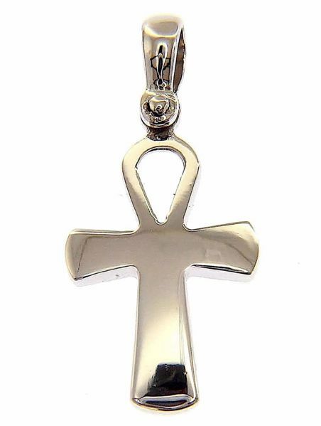 Picture of Cross of Life Ankh Crux Ansata Pendant gr 2 White solid Gold 18k Unisex Woman Man 