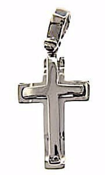Picture of Double convex Cross Pendant gr 2 White solid Gold 18k Unisex Woman Man 
