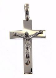 Imagen de Cruz recta con Cuerpo de Cristo Colgante gr 8,9 Oro blanco macizo 18kt Unisex Mujer Hombre 
