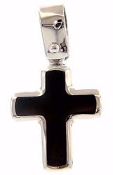 Immagine di Croce nera Ciondolo Pendente Moda gr 0,9 Oro bianco 18kt con Onice Unisex Donna Uomo 