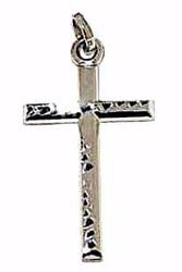 Picture of Decorated Straight Cross Pendant gr 0,8 White Gold 18k Hollow Tube Unisex Woman Man 