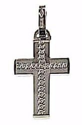 Picture of Decorated Straight Cross Pendant gr 1,4 White Gold 18k Hollow Tube Unisex Woman Man 