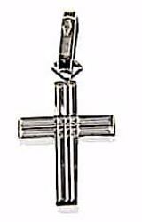 Picture of Striped Straight Cross Pendant gr 1,1 White Gold 18k Hollow Tube Unisex Woman Man 