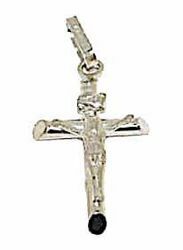 Picture of Straight Cross with Body of Christ Pendant gr 1,8 White Gold 18k Hollow Tube Unisex Woman Man 