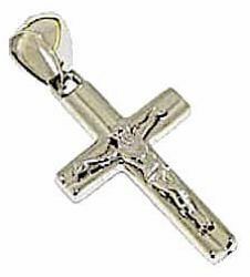 Picture of Striped Straight Cross with Body of Christ Pendant gr 1,5 White Gold 18k Hollow Tube Unisex Woman Man 