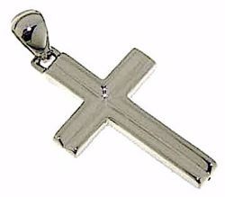 Picture of Striped Straight Cross Pendant gr 2,4 White Gold 18k Hollow Tube Unisex Woman Man 