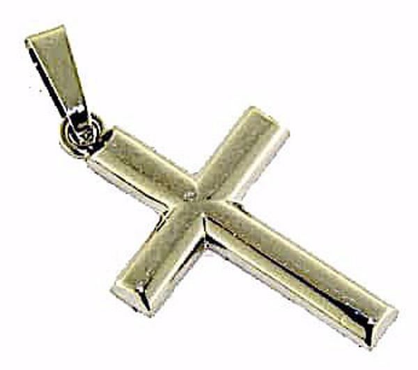 Immagine di Croce dritta bombata Ciondolo Pendente gr 2,2 Oro bianco 18kt a Canna vuota Unisex Donna Uomo 
