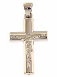 Picture of Convex Straight Cross with Body of Christ Pendant gr 2,4 White Gold 18k Hollow Tube Unisex Woman Man 