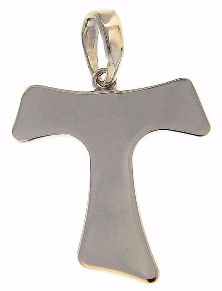 Immagine di Croce Tau di San Francesco Ciondolo Pendente gr 1,5 Oro bianco 18kt a Canna vuota Unisex Donna Uomo 