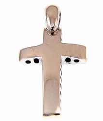 Picture of Perforated convex Cross Pendant gr 1,3 White Gold 18k Hollow Tube Unisex Woman Man 