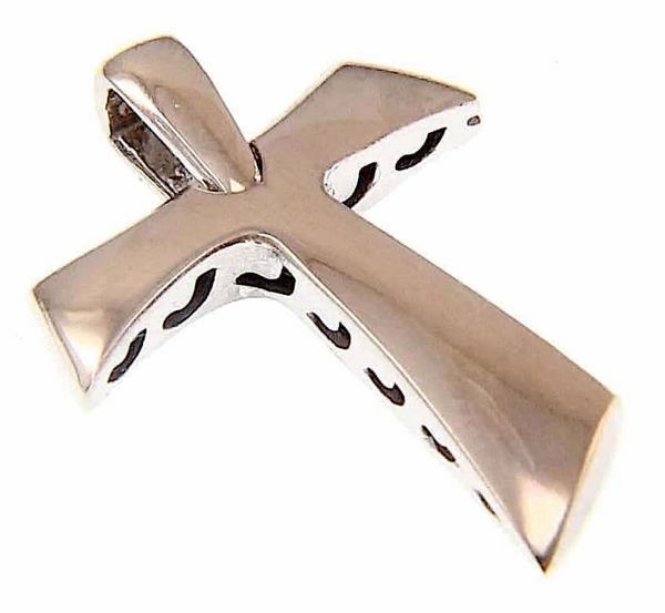 Picture of Saint Francis rounded Tau Cross Pendant gr 1,7 White Gold 18k Hollow Tube Unisex Woman Man 