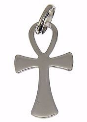 Immagine di Chiave della Vita Ankh Croce Copta Ansata Ciondolo Pendente gr 1,15 Oro bianco 9kt Unisex Donna Uomo 