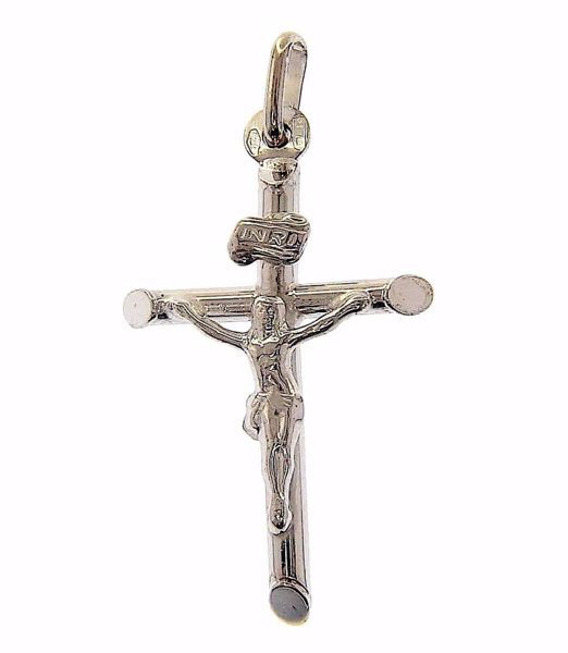 Imagen de Cruz con Cuerpo de Cristo y INRI Colgante gr 1 Oro blanco 9kt Unisex Mujer Hombre 