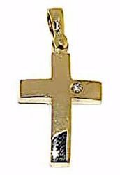Immagine di Croce dritta bombata Ciondolo Pendente gr 3,2 Oro giallo 18kt con Brillante Unisex Donna Uomo 