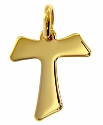 Immagine di Croce Tau di San Francesco Ciondolo Pendente gr 1,7 Oro giallo 18kt lastra stampata a rilievo Unisex Donna Uomo 