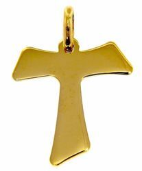 Immagine di Croce Tau di San Francesco Ciondolo Pendente gr 2,2 Oro giallo 18kt lastra stampata a rilievo Unisex Donna Uomo 