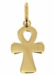 Immagine di Chiave della Vita Ankh Croce Copta Ansata Ciondolo Pendente gr 0,7 Oro giallo 18kt lastra stampata a rilievo Unisex Donna Uomo 