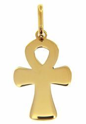 Immagine di Chiave della Vita Ankh Croce Copta Ansata Ciondolo Pendente gr 0,9 Oro giallo 18kt lastra stampata a rilievo Unisex Donna Uomo 