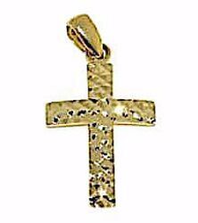 Immagine di Croce dritta piccola lavorata Ciondolo Pendente gr 1 Oro giallo 18kt lastra stampata a rilievo Unisex Donna Uomo 