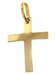 Picture of Thin smooth Cross Pendant gr 1,3 Yellow Gold 18k relief printed plate Unisex Woman Man 