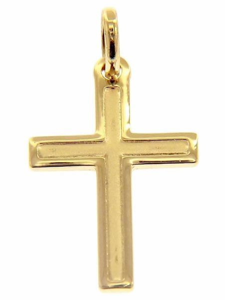 Immagine di Croce doppia dritta Ciondolo Pendente gr 1,1 Oro giallo 18kt lastra stampata a rilievo Unisex Donna Uomo 