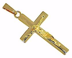 Picture of Straight Cross with Body of Christ Pendant gr 6,3 Yellow solid Gold 18k Unisex Woman Man 