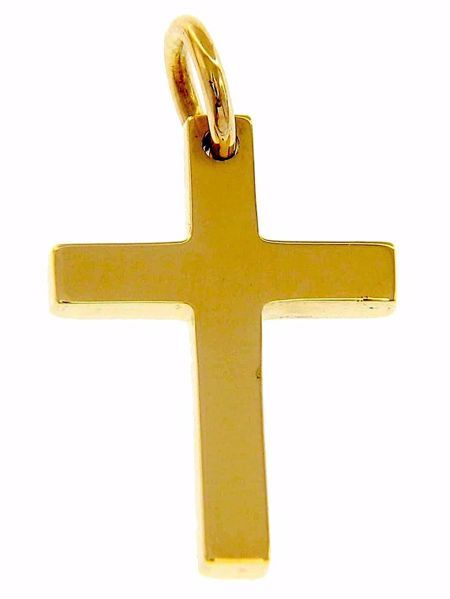 Picture of Simple Straight Cross Pendant gr 2,7 Yellow solid Gold 18k Unisex Woman Man 