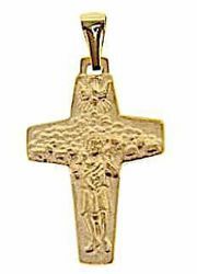 Immagine di Croce Buon Pastore di Papa Francesco Ciondolo Pendente gr 2,6 Oro giallo massiccio 18kt Unisex Donna Uomo 