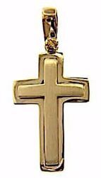 Picture of Double convex Cross Pendant gr 2,8 Yellow solid Gold 18k Unisex Woman Man 