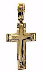Picture of Double convex Cross Pendant gr 2 Yellow solid Gold 18k Unisex Woman Man 