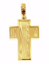 Picture of Wood-effect Straight Cross Pendant gr 12 Yellow solid Gold 18k Unisex for Woman and Man