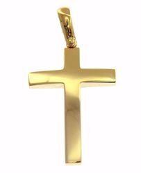 Picture of Smooth Straight Cross Pendant gr 5,4 Yellow solid Gold 18k Unisex Woman Man 