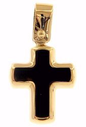 Picture of Black Cross Fashion Pendant gr 0,9 Yellow Gold 18k with Onyx Unisex Woman Man 