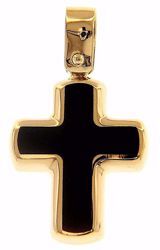 Immagine di Croce nera Ciondolo Pendente Moda gr 1,4 Oro giallo 18kt con Onice Unisex Donna Uomo 
