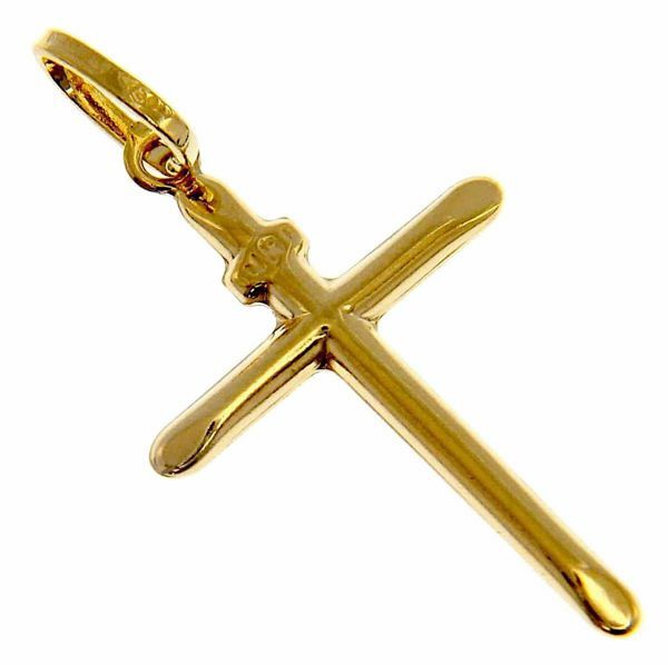 Immagine di Croce semplice con simbolo INRI scalpello Ciondolo Pendente gr 0,6 Oro giallo 18kt a Canna vuota Unisex Donna Uomo 