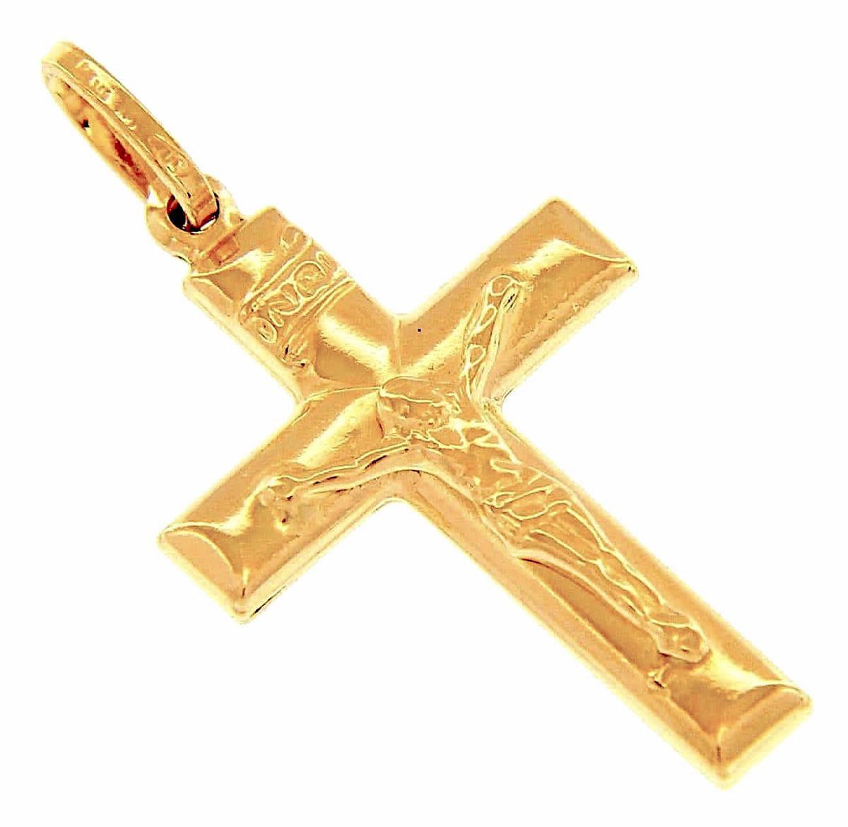 Straight Cross with Body of Christ and INRI Pendant gr 1,9 Yellow Gold ...
