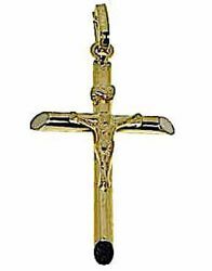 Picture of Straight Cross with Body of Christ Pendant gr 2,5 Yellow Gold 18k Hollow Tube Unisex Woman Man 