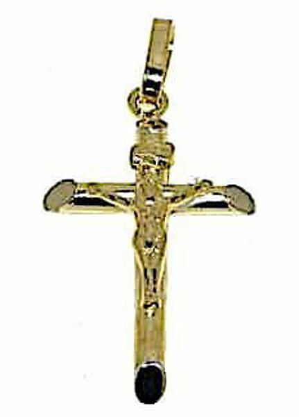 Picture of Straight Cross with Body of Christ Pendant gr 2,1 Yellow Gold 18k Hollow Tube Unisex Woman Man 