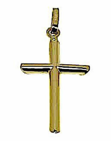 Picture of Simple Straight Cross Pendant gr 1,4 Yellow Gold 18k Hollow Tube Unisex Woman Man 